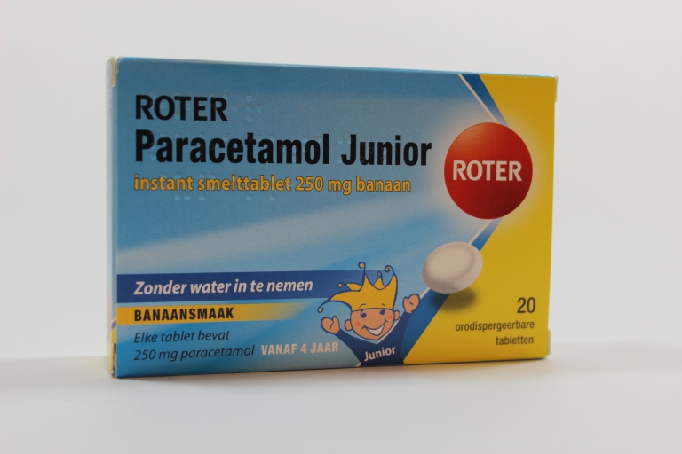 Roter Paracetamol Junior Smelttablet banaan (20 tabletten) De Groene